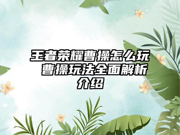 王者荣耀曹操怎么玩 曹操玩法全面解析介绍