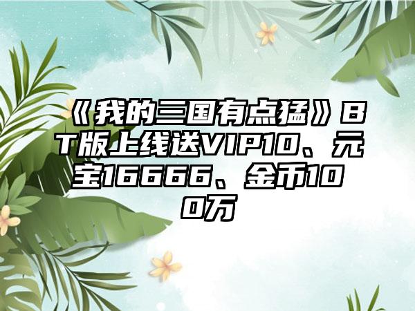 《我的三国有点猛》BT版上线送VIP10、元宝16666、金币100万