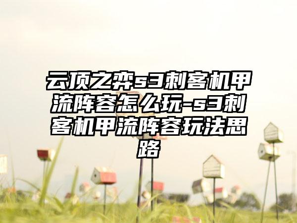 云顶之弈s3刺客机甲流阵容怎么玩-s3刺客机甲流阵容玩法思路