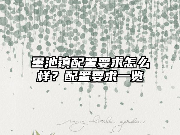 墨池镇配置要求怎么样？配置要求一览