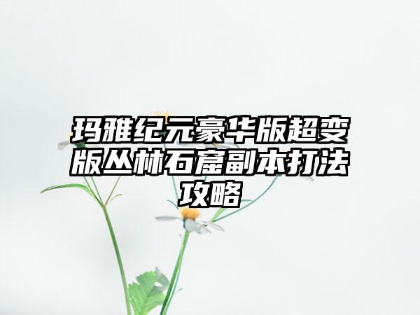 玛雅纪元豪华版超变版丛林石窟副本打法攻略