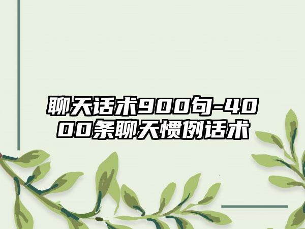 聊天话术900句-4000条聊天惯例话术
