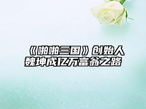 《啪啪三国》创始人魏坤成亿万富翁之路