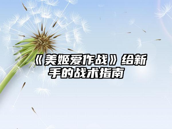 《美姬爱作战》给新手的战术指南