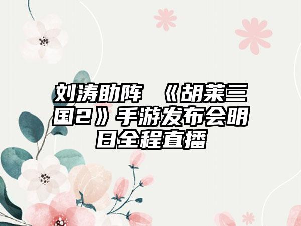刘涛助阵 《胡莱三国2》手游发布会明日全程直播