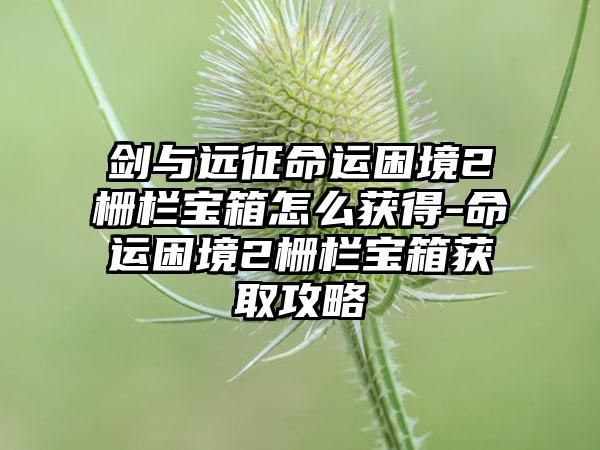剑与远征命运困境2栅栏宝箱怎么获得-命运困境2栅栏宝箱获取攻略