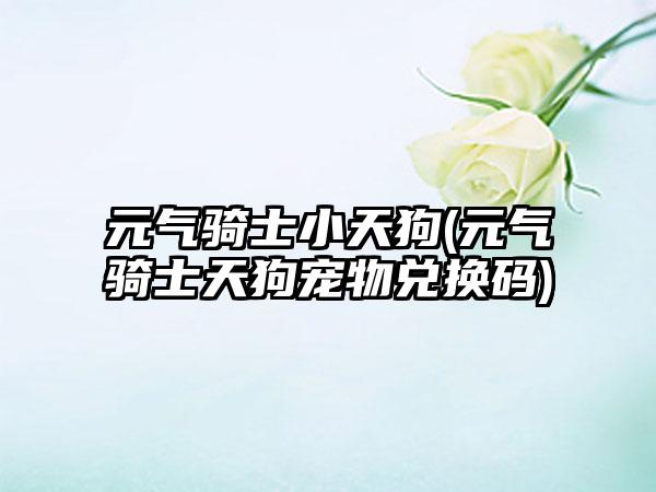 元气骑士小天狗(元气骑士天狗宠物兑换码)