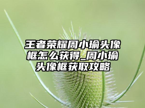 王者荣耀周小瑜头像框怎么获得_周小瑜头像框获取攻略