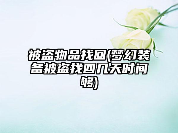 被盗物品找回(梦幻装备被盗找回几天时间够)