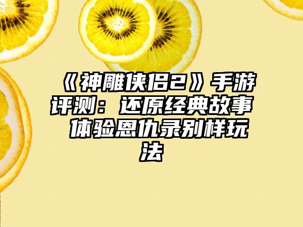 《神雕侠侣2》手游评测：还原经典故事 体验恩仇录别样玩法