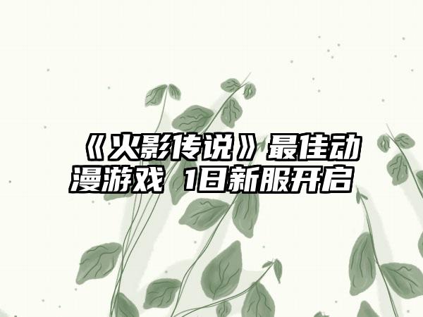 《火影传说》最佳动漫游戏 1日新服开启