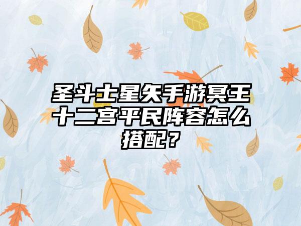 圣斗士星矢手游冥王十二宫平民阵容怎么搭配？