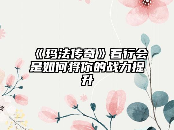 《玛法传奇》看行会是如何将你的战力提升