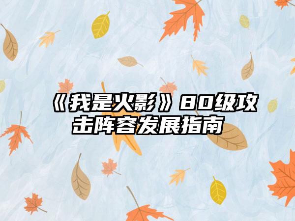 《我是火影》80级攻击阵容发展指南