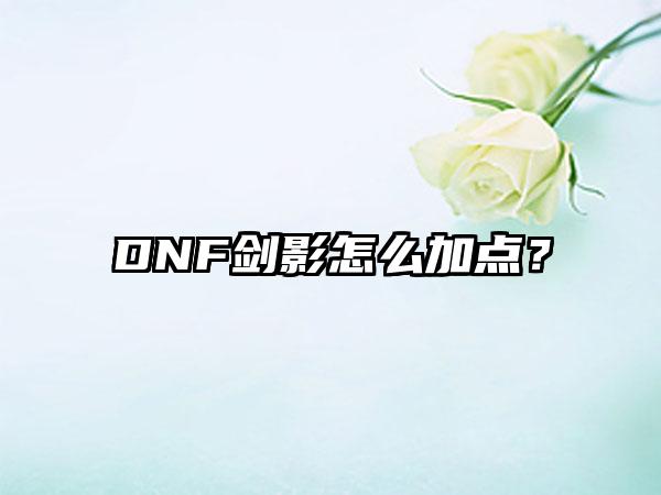 DNF剑影怎么加点？