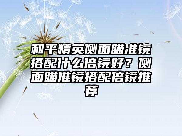 和平精英侧面瞄准镜搭配什么倍镜好？侧面瞄准镜搭配倍镜推荐