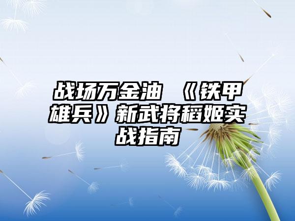战场万金油 《铁甲雄兵》新武将稻姬实战指南