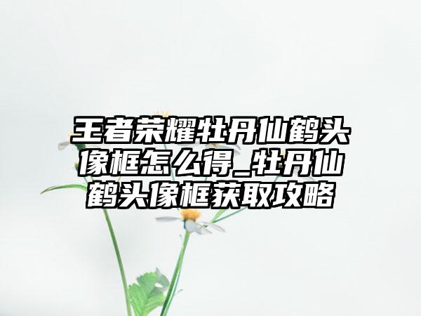 王者荣耀牡丹仙鹤头像框怎么得_牡丹仙鹤头像框获取攻略