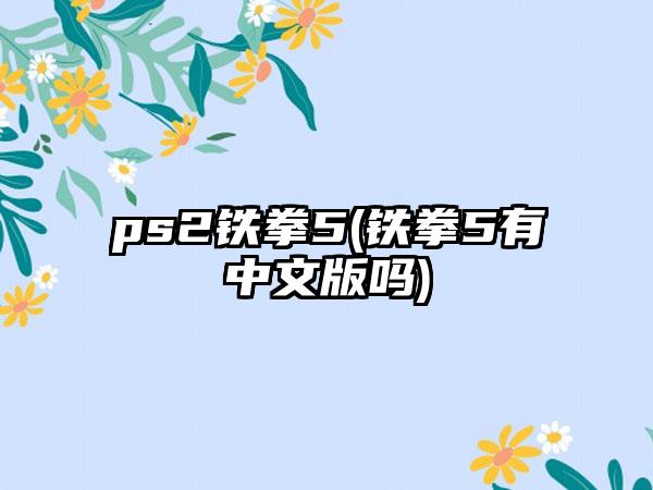 ps2铁拳5(铁拳5有中文版吗)