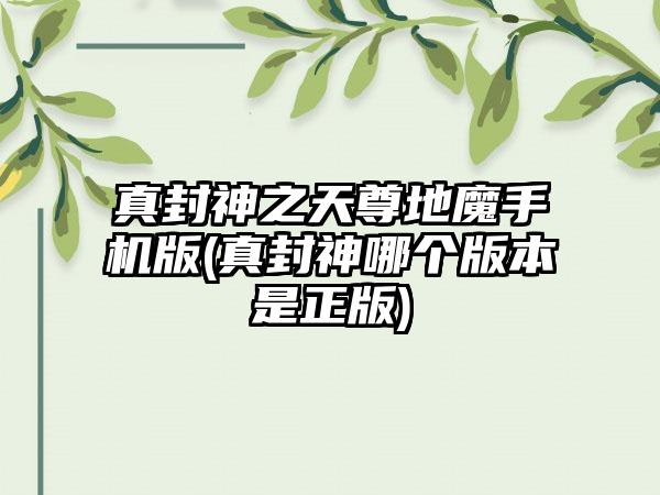真封神之天尊地魔手机版(真封神哪个版本是正版)