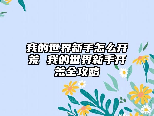 我的世界新手怎么开荒 我的世界新手开荒全攻略