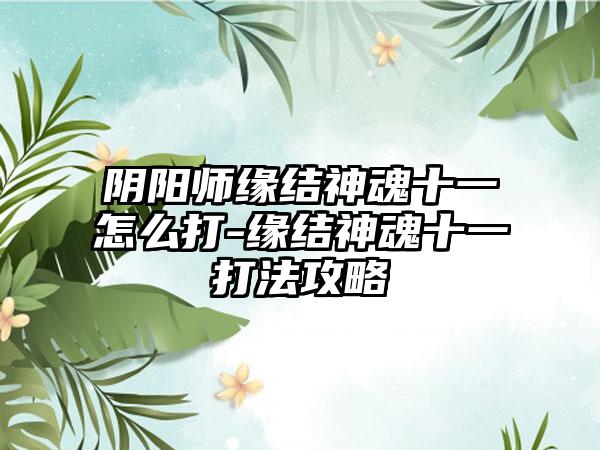 阴阳师缘结神魂十一怎么打-缘结神魂十一打法攻略