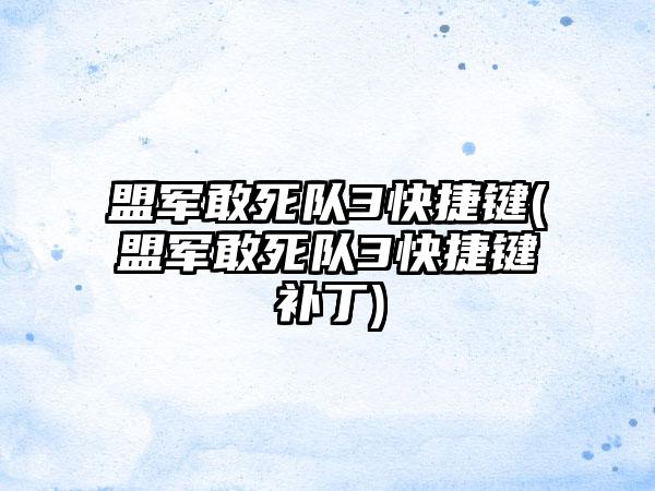 盟军敢死队3快捷键(盟军敢死队3快捷键补丁)