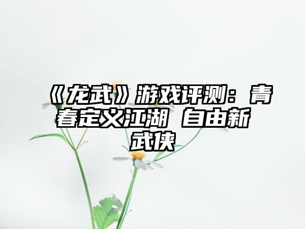 《龙武》游戏评测：青春定义江湖 自由新武侠