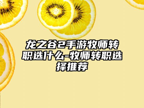 龙之谷2手游牧师转职选什么-牧师转职选择推荐