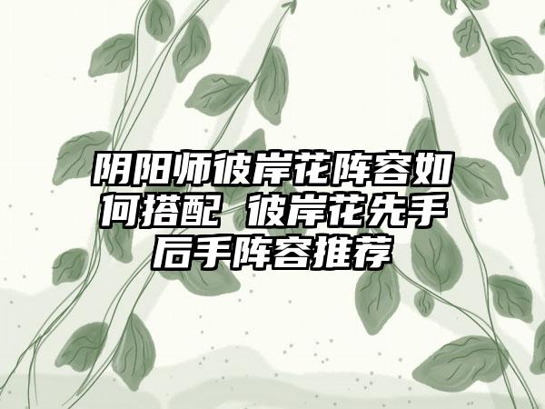 阴阳师彼岸花阵容如何搭配 彼岸花先手后手阵容推荐