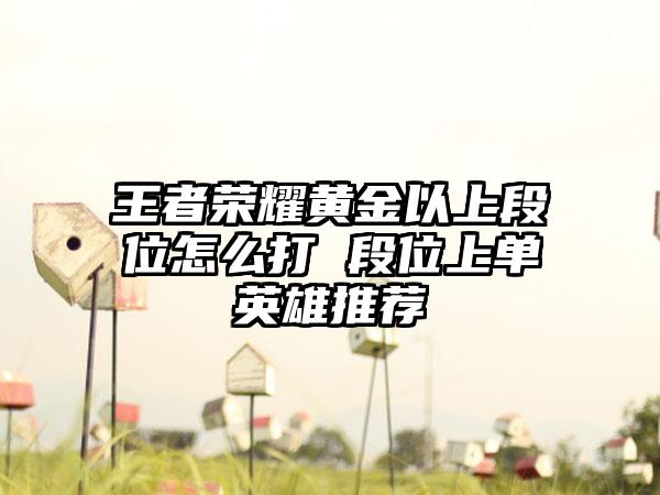 王者荣耀黄金以上段位怎么打 段位上单英雄推荐