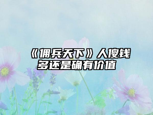 《佣兵天下》人傻钱多还是确有价值