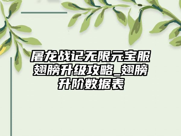 屠龙战记无限元宝服翅膀升级攻略_翅膀升阶数据表