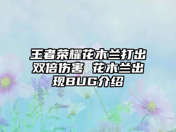 王者荣耀花木兰打出双倍伤害 花木兰出现BUG介绍