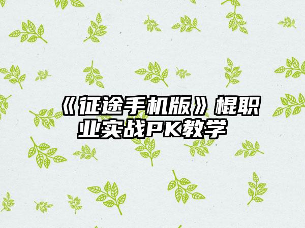 《征途手机版》棍职业实战PK教学