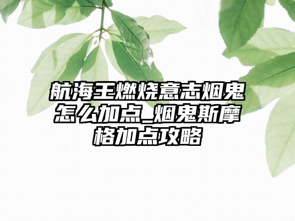 航海王燃烧意志烟鬼怎么加点_烟鬼斯摩格加点攻略