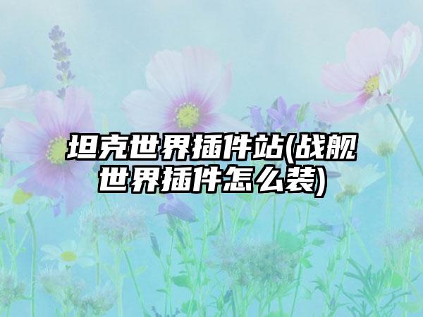 坦克世界插件站(战舰世界插件怎么装)