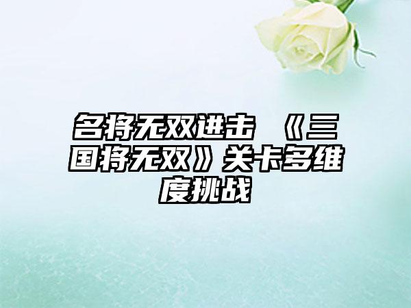 名将无双进击 《三国将无双》关卡多维度挑战
