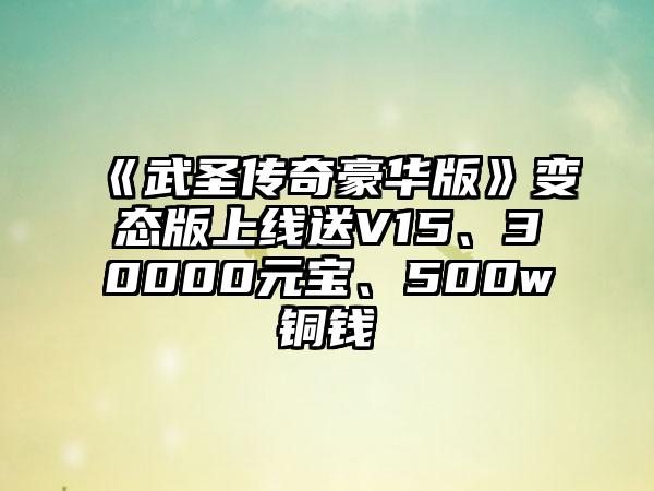 《武圣传奇豪华版》变态版上线送V15、30000元宝、500w铜钱