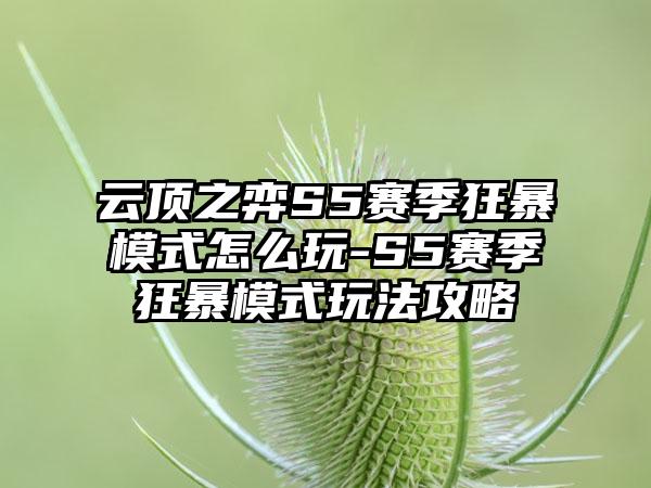 云顶之弈S5赛季狂暴模式怎么玩-S5赛季狂暴模式玩法攻略
