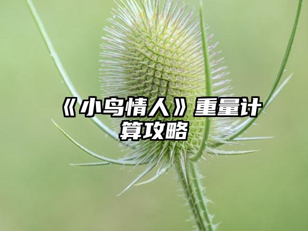 《小鸟情人》重量计算攻略