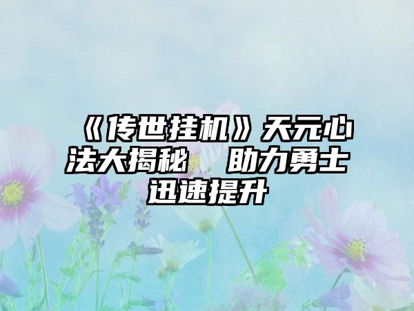 《传世挂机》天元心法大揭秘  助力勇士迅速提升