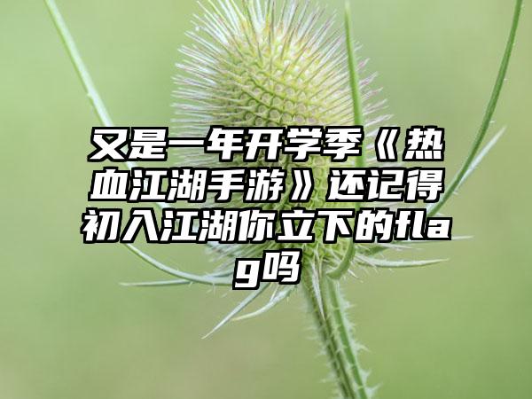 又是一年开学季《热血江湖手游》还记得初入江湖你立下的flag吗