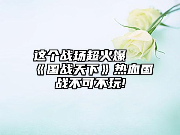 这个战场超火爆 《国战天下》热血国战不可不玩!