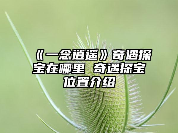 《一念逍遥》奇遇探宝在哪里 奇遇探宝位置介绍