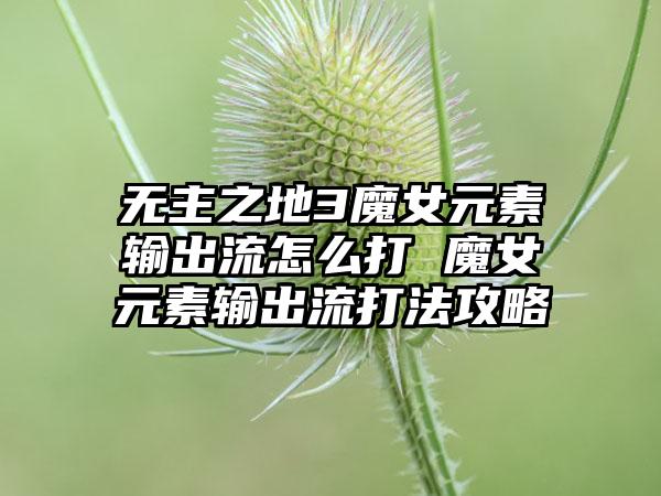 无主之地3魔女元素输出流怎么打 魔女元素输出流打法攻略