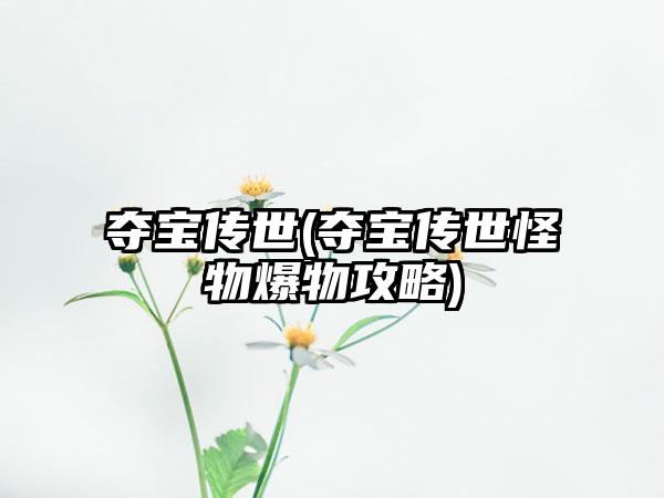 夺宝传世(夺宝传世怪物爆物攻略)