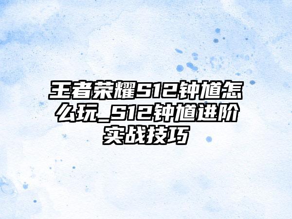 王者荣耀S12钟馗怎么玩_S12钟馗进阶实战技巧