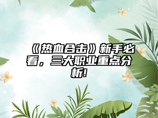《热血合击》新手必看，三大职业重点分析!
