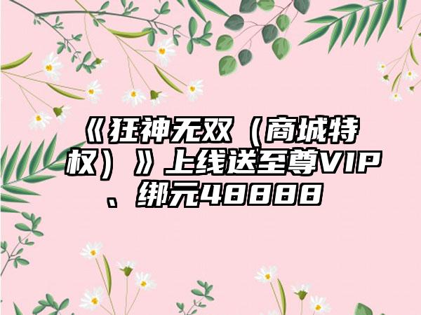 《狂神无双（商城特权）》上线送至尊VIP、绑元48888